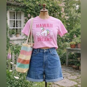 Unicorn Hawaii “Believe In Your Dreams” Pink Sparkly T-Shirt”